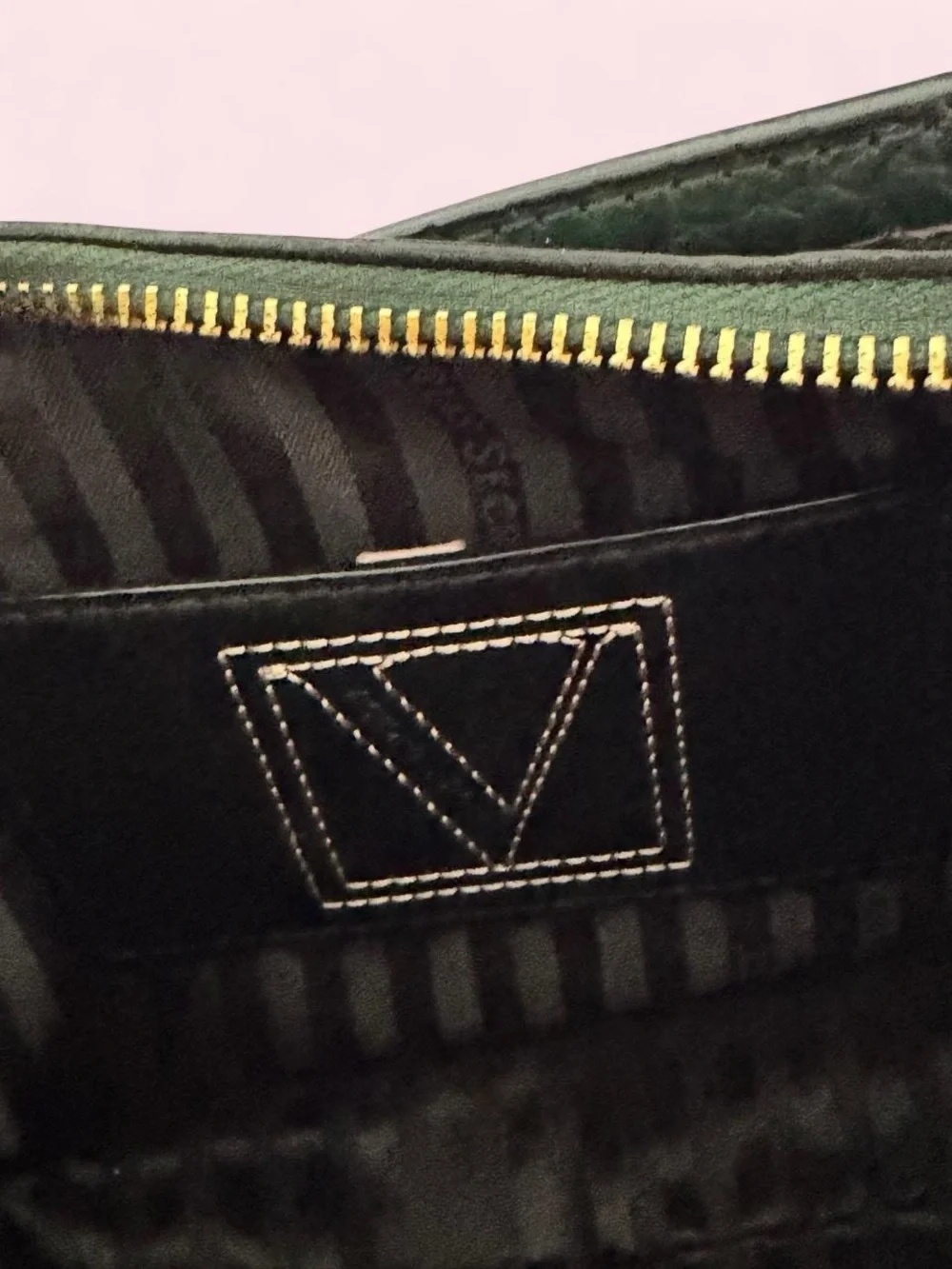 Victoria's Secret Dark Green Croc-Embossed Shoulder Bag with Gold Chain